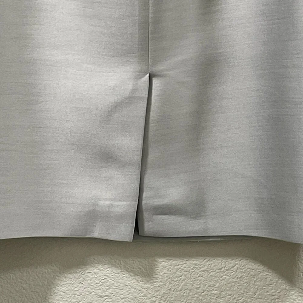 RICKIE FREEMAN TERI JON Texture Woven Silk Bk Zip Pencil Skirt, Silver Gray - 12 - Picture 4 of 8